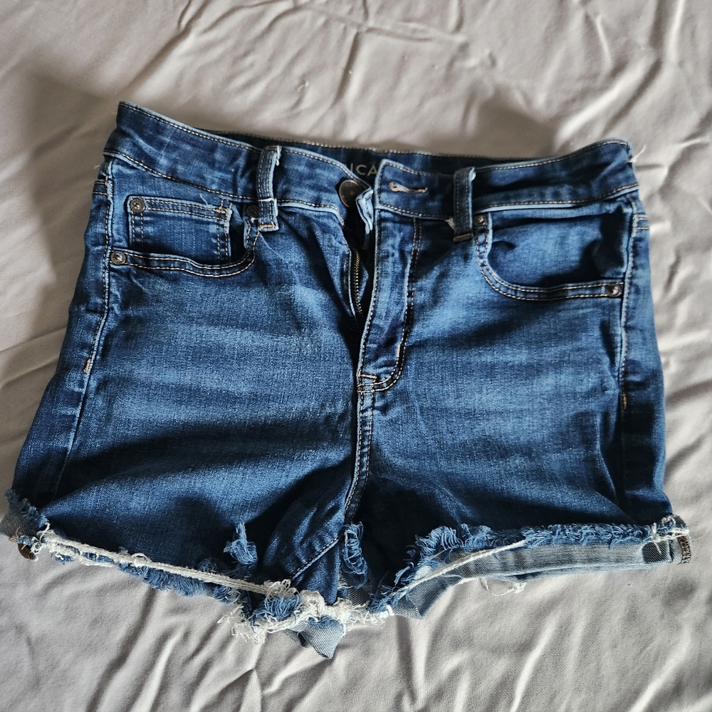 American Eagle Outfitters Dark Blue hi-rise shortie size 8